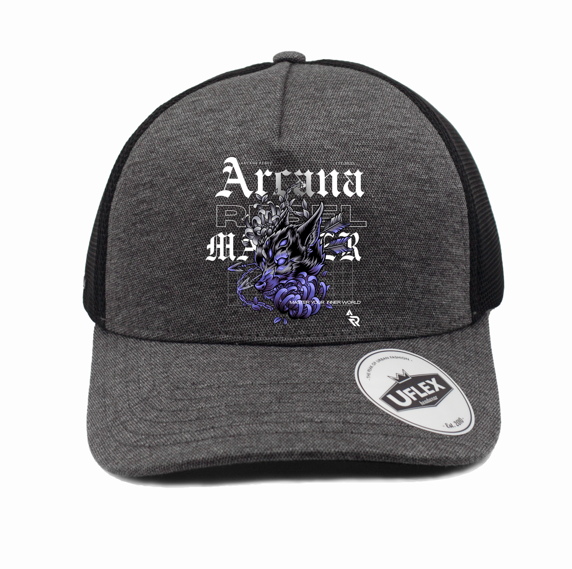Charcoal Trucker Wolf Cap