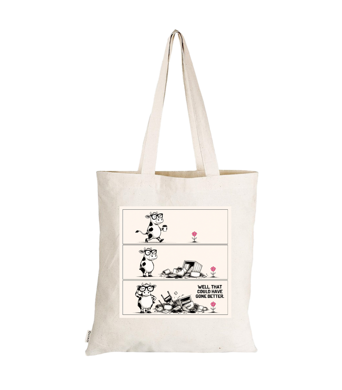 Sarcastic cow comic Tote
